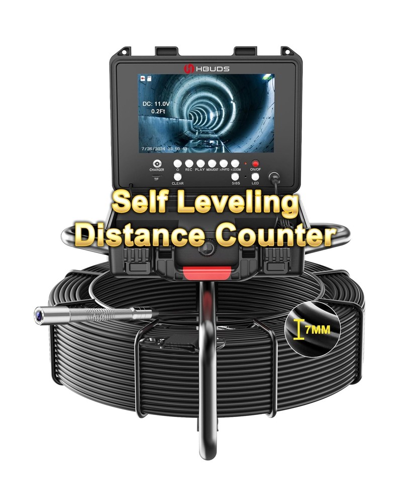 Sewer Camera Self Leveling 100ft, 7mm Thicker Cable Drain Camera with Distanc&hellip;