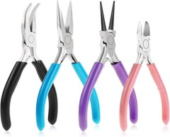 4Pcs Jewelry Pliers Tool Set Includes Needle Nose Pliers, Round Nose Pliers, Wir