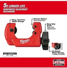Milwaukee 48-22-4251 1&Prime; Mini Copper Tubing Cutter w/ 1/8&Prime; &ndash; 1-1/8&Prime; Cut Capacity