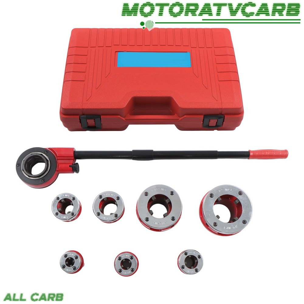ALL-CARB 7 Size Pipe Threader Threading 3/8&Prime; &ndash; 2&Prime; Die Dies Set w/ Handle Ratchet