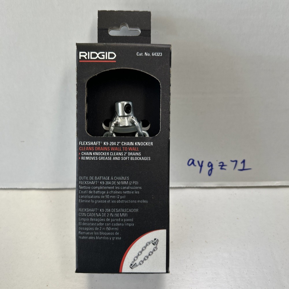 RIDGID FlexShaft K9-204 2inch Chain Knocker Drain Tool Cat No. 64323