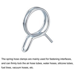 Double Wire Spring Hose Clamp, 10pcs 65Mn Steel 25mm Spring Clips, Silver Tone