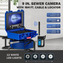 9 In Self-Leveling Sewer Camera 30m/98ft Pipe Inspection Camera w 512Hz Locator
