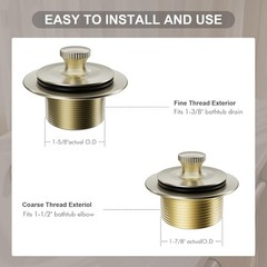 Brushed Gold Tub Drain Stopper Bathtub Drain, Hair