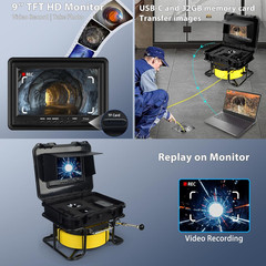 1080P HD Sewer Camera 30M, Waterproof Borescope with DVR & 32GB SD Card