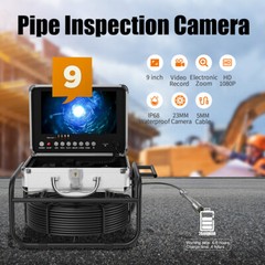 9&Prime; Monitor DVR 16GB Sewer Pipe Inspection Camera 23mm Lens Endoscope Camera 40M