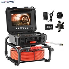 50m Pipe Inspection Camera 512hz Self-leveling Sewer Camera w/ Meter Counter 10&Prime;