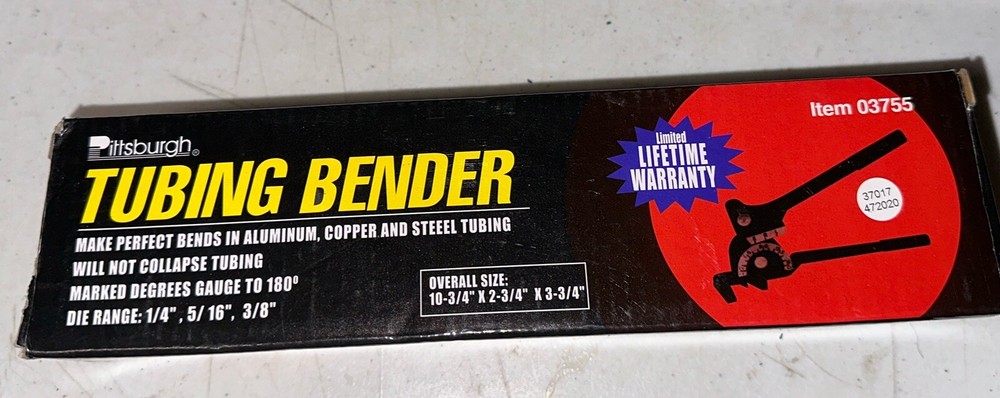 Pittsburgh Tubing Bender Black Metal, #3755 New Open Box