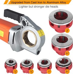 Electric Pipe Threader Pipe Threading Machine Copper Motor w/ 6 HSS Dies 1/2&Prime;-2&Prime;