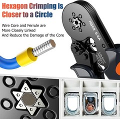 Preciva Crimping Tool Kit for Ferrules, 1900PCS Wire Connectors, Self-Adjustable