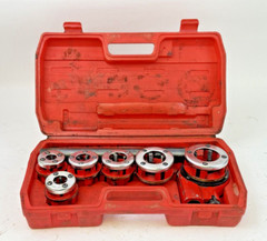 RATCHETING PIPE THREADER TOOL KIT &ndash; NPT type 62 W/ HANDLE, FIVE DIES, HARD CASE