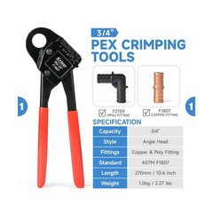 iCrimp IWS-1807CN PEX Crimping Tool Kit with PEX Crimpers, PEX Tubi&hellip; Fast Ship