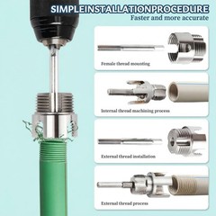 3Pcs PVC Pipe Threader Kit, 1/2&Prime; 3/4&Prime; 1&Prime; Internal & External