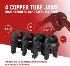 Copper Press Tool Battery Powered, 4 Jaws Range 1/2&Prime; 3/4&Prime; 1&Prime; & 1-1/4&Prime; | Compatib