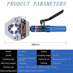 Nuiu FS-7842A Hydraulic Hose Crimper Kit &ndash; 8T 17 inches x 12.6 inches, Blue
