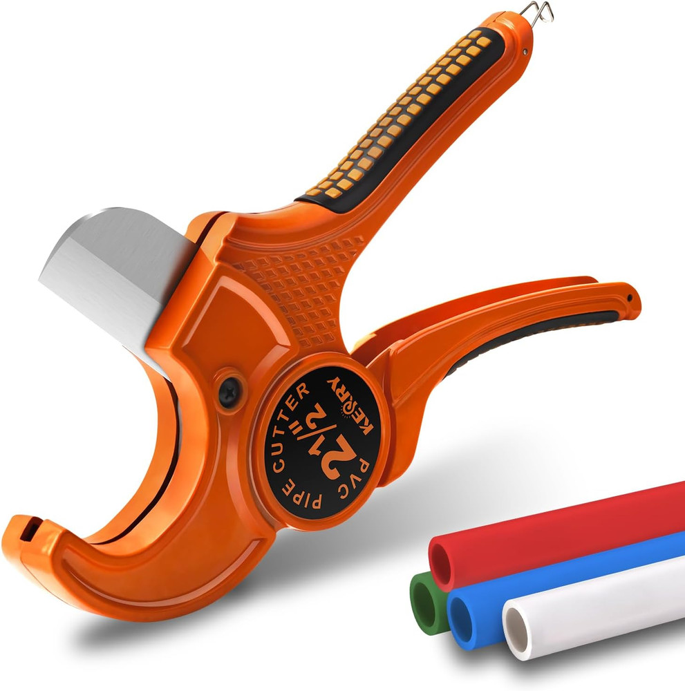 PVC Pipe Cutter, up to 2-1/2&Prime; O.D. Ratcheting Heavy-Duty PEX POLY PE Plastic Hos