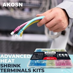 302 Pcs Heat Shrink Wiring Connectors Kits, Eletrical Wire Terminals, Crimp Insu