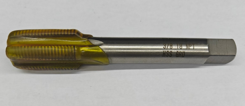 Kromhard 3/8&Prime;-18 NPT Pipe Tap HSS Ground Small Shank 4 FL 4&Prime; Long USA