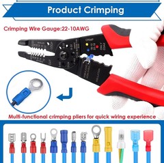 Red Wire Crimping tool Wire crimper,stripper and cutter for insulated/Bare/Heat