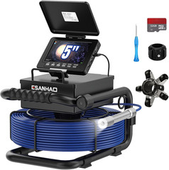 100Ft Sewer Camera with 5&Prime; Screen & DVR, 32GB TF Card for Plumbing Inspections