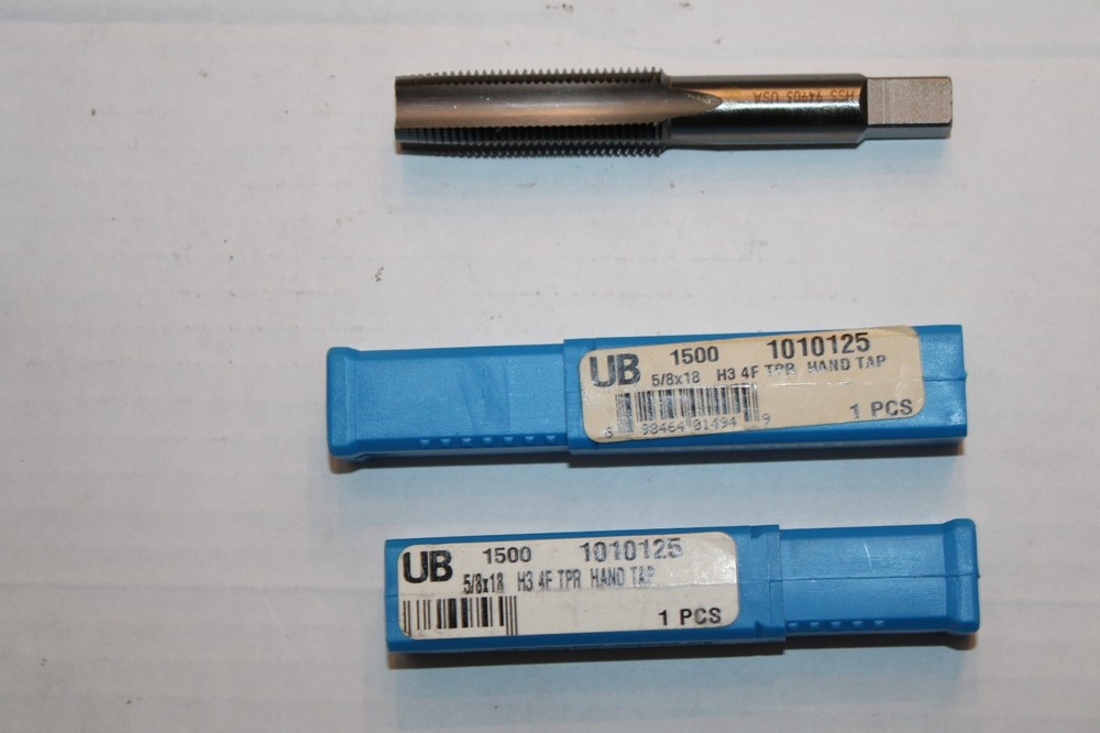 UNION BUTTERFIELD 1010125 TAPER HSS HAND TAP &ndash; 5/8-18 H3 4F- QTY OF 2 &ndash; NEW