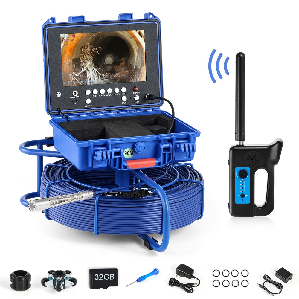 9 Inch Self-Leveling Sewer Camera 90m/295ft Pipe Inspection Camera w 512hz Sonde