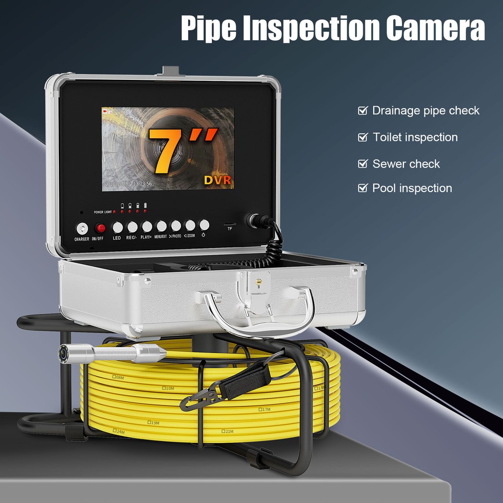 7inch Sewer Pipe Inspection Camera Drain Sewer Pipeline Industrial Endoscope 20m