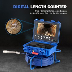 9&Prime; Self-Leveling Sewer Camera w 512Hz Locator 295ft/90m Meter Counter 720P 32GB