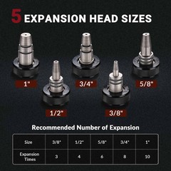 Yescom PEX Expansion Tool 3/8&Prime; 1/2&Prime; 3/4&Prime; 5/8&Prime; 1&Prime; Auto Rotation Tube Expander