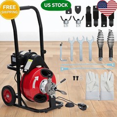 Electric Drain Cleaner Machine 100FT x 3/8 Inch Plumbing Snake Sewer Auger