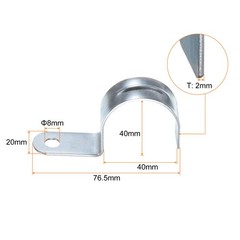 20pcs Conduit Clamp, EMT One-Hole Strap, 40mm Pipe Dia, 8mm Hole Dia