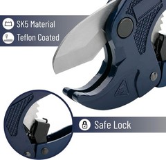 PVC Pipe Cutter Heavy Duty Tubing Tube Cutter 1-5/8&Prime; (42mm) Ratchet Cutting Tool