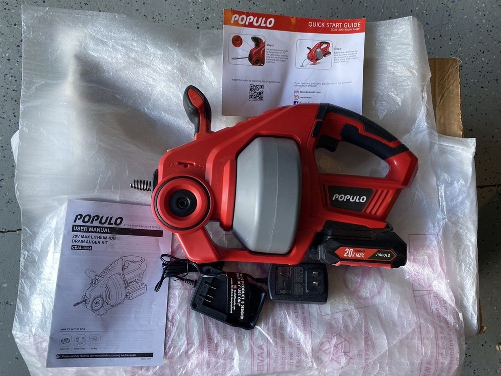 👉✅20V Max Lithium Electric Drain Snake Auger Kit, 25 Ft Flexible Cable, Automa