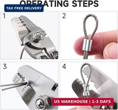 Up to 2.2mm Wire Rope Crimping Tool Kit, 99FT Stainless Steel Wire Rope (3 Sizes
