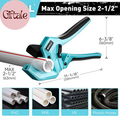PVC Pipe Cutter, Cuts up to 2-1/2&rdquo;, Heavy-Duty Aluminum Ratchet Pipe Cutter Tool