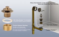 Champagne Bronze Lift & Turn Tub Trim 3 x 0.5 x 3 inches,