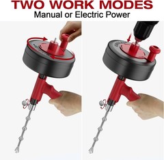 25ft Flexible Steel Drain Auger with Drill Adapter &ndash; Dually Manual & Powered