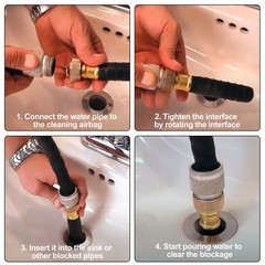 3PCS Drain Cleaning Tool 1-6in Pipe Bladder Kit 40-80 PSI for Sink Shower Sewer