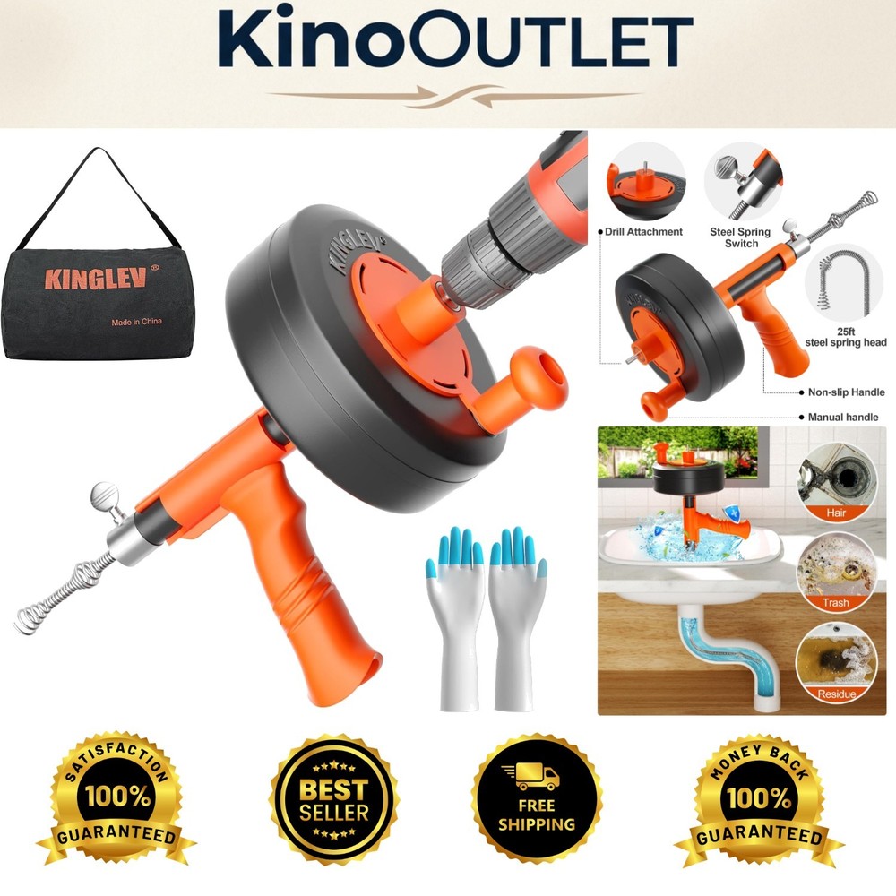 Effortless Drain Cleaning with 25ft Steel Auger &ndash; Perfect for Any Household