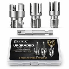 3 Piece PVC Pipe Threader Set Internal Threading Die 1/2&Prime; 3/4&Prime; 1&Prime; Ratchet