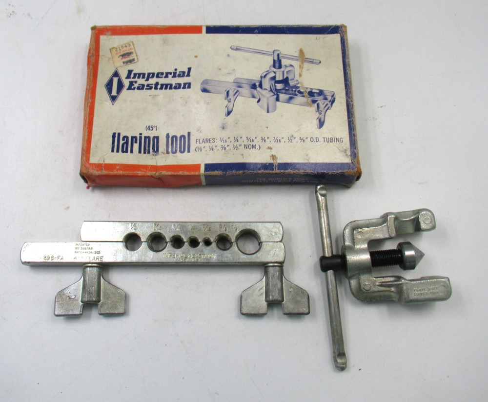 Pipe Flaring Tool Flare 3/16 to 5/8 in box Vtg Imperial Eastman No. 296-FA 45&deg;