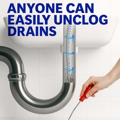Manual Drain Snake & Auger Tool &ndash; Metal Cable Clog Remover for Sinks, Showers&hellip;