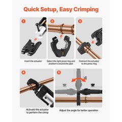 Uimoso 5PCS ProPress Kit with 4 Press Rings (1/2&Prime; to 1-1/4&Prime;) & R8 Actuator