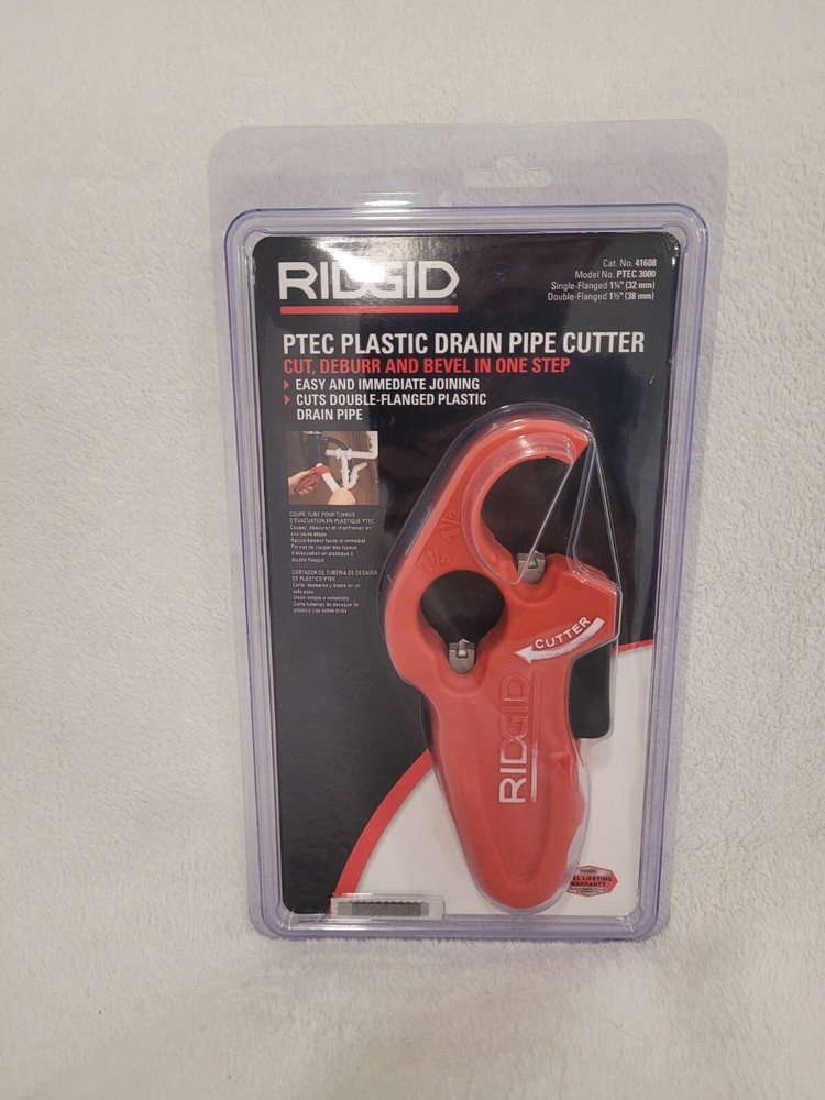 RIDGID PTEC Plastic Drain Pipe Cutter Tool 1-1/4&rdquo;-1-1/2&rdquo;, PTEC 3000, Cat #41608