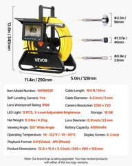 VEVOR Sewer Camera 164 ft Self-Leveling Drain Inspection Camera 4.3&Prime; HD Screen