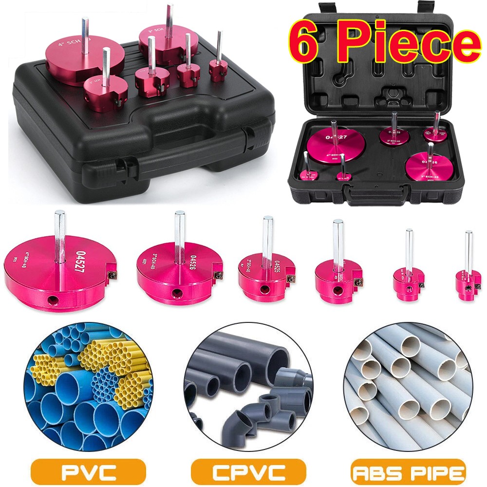 6 Piece Plastic Pipe Fitting Reamer Kit for 1/2&Prime; Drill PVC Pipe Reamer CPVC PVC