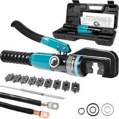 Hydraulic Crimping Tool 10 Tons with 9 Dies &ndash; Battery Cable & Wire Rope Crimper