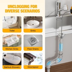 Cordless Drain Auger Compatible with Dewalt 20V Battery, Auto-Feed Plumbing D&hellip;