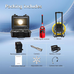 Sewer Camera with Locator,Self Leveling,165Ft/50M,Retractable Handle,7Mm Cable,9