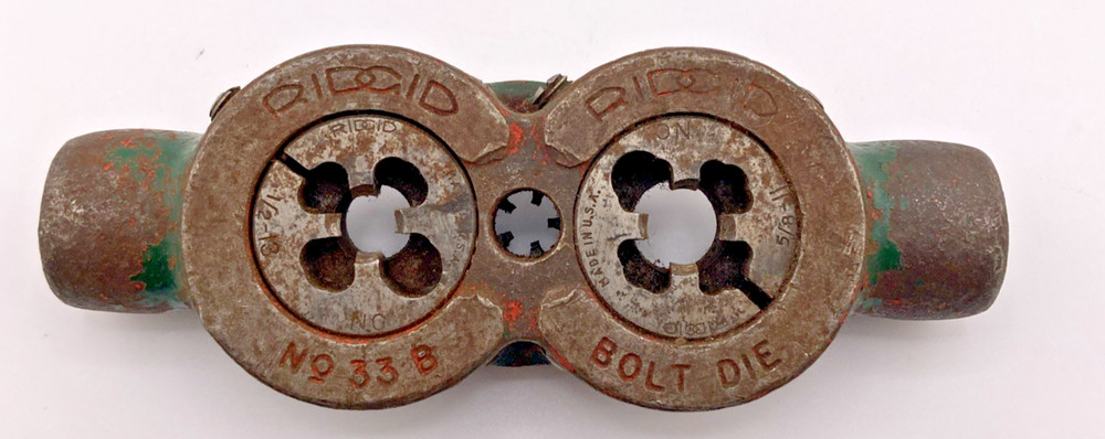 Ridgid 33-B 3 Way Manual Bolt Die Pipe Threader 1/2-13, 5/8-11, 3/8-16 dies